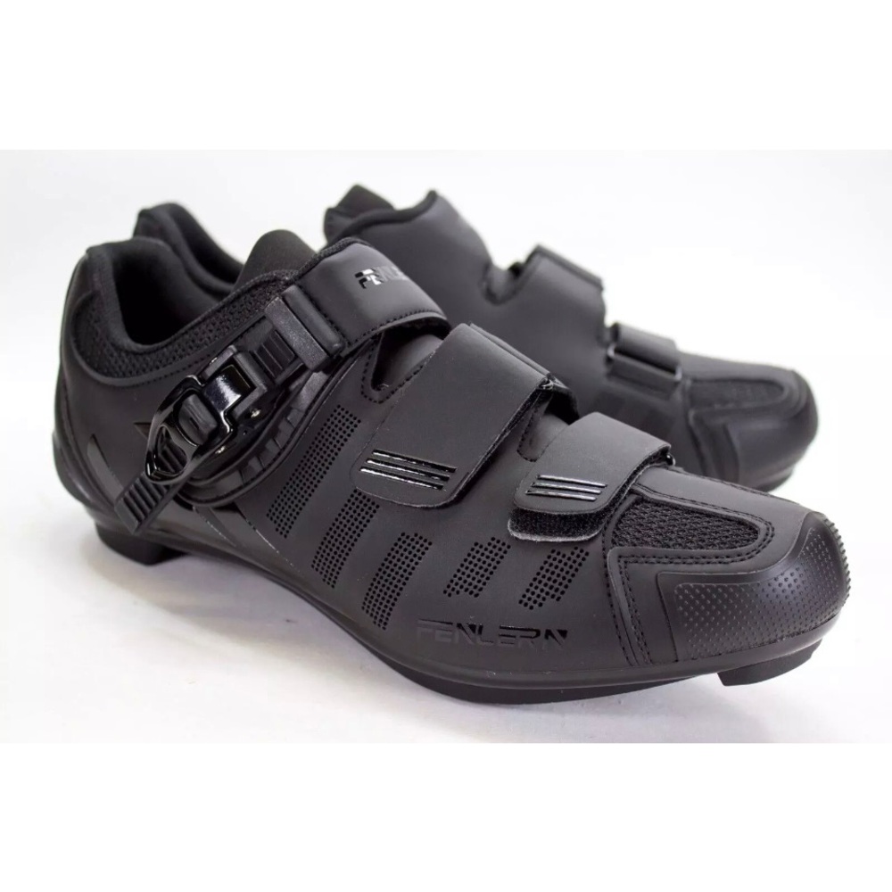 Fenlern Mens Size EU 42 US 8.5 Black Tripple Strap Mountain Cycling Bike Shoes